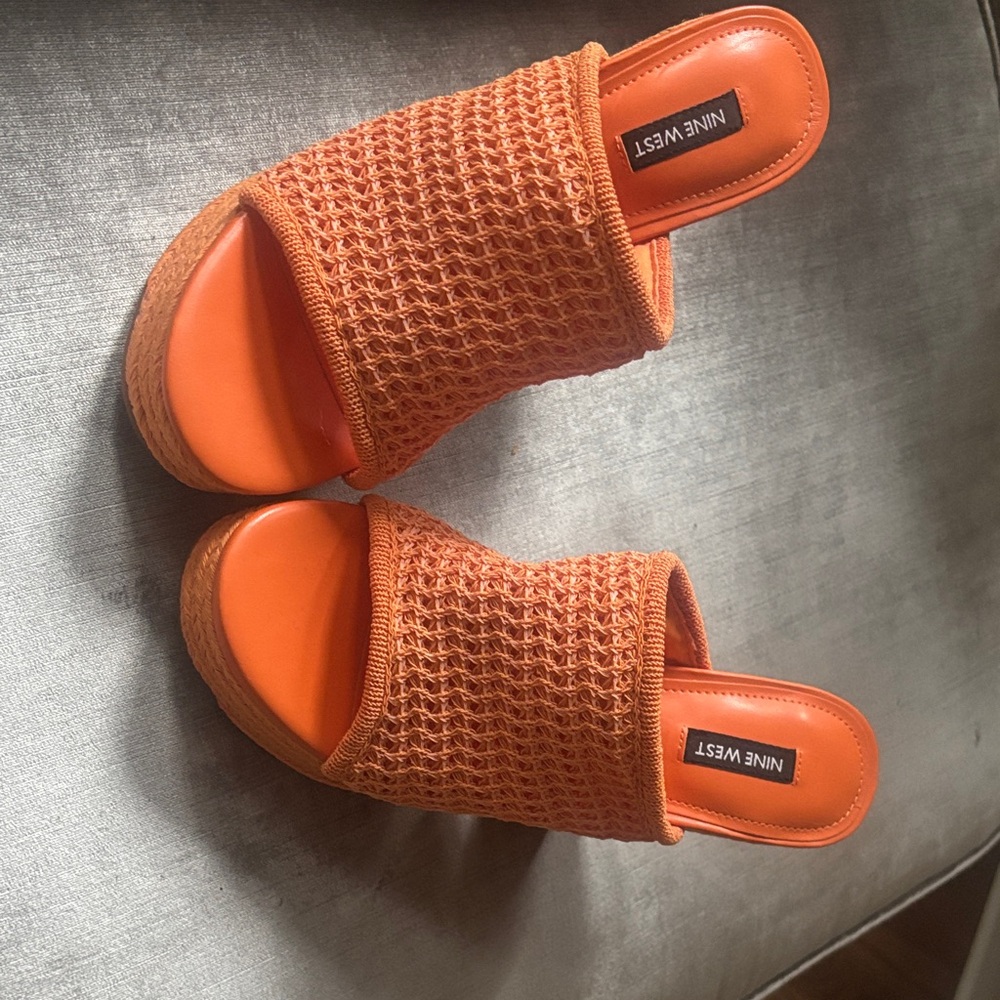 Nine West Orange Woven Wedges